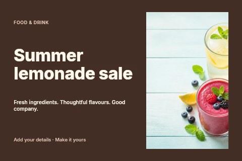 Summer lemonade sale postcard template