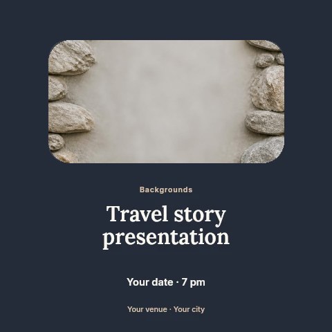 stone frame background with empty center in Travel story presentation social media post template