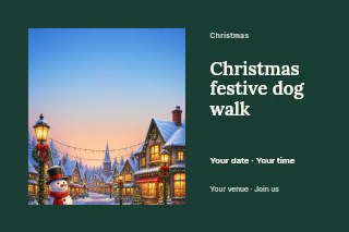 Christmas festive dog walk postcard template · Horizontal photo dialogue