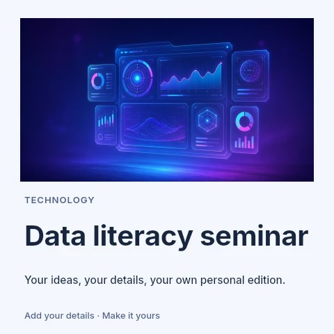 Futuristic data visualization and infographics in Data literacy seminar social media post template