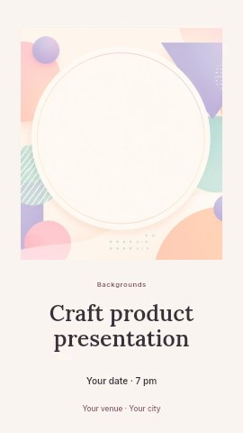 Pastel geometric shapes background with circle in Craft product presentation instagram story template