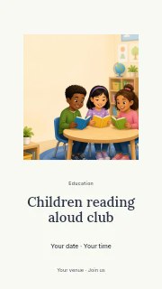 Children reading aloud club instagram story template · Picture window