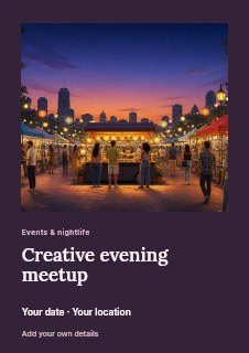 Creative evening meetup flyer template · Gallery editorial