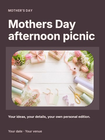 Mothers Day afternoon picnic invitation template