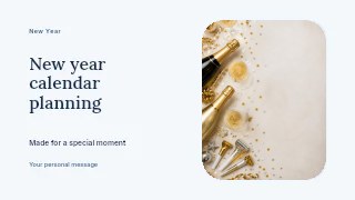 New Year calendar planning presentation cover template · Horizontal photo dialogue