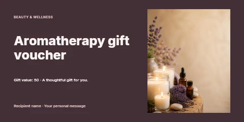 Aromatherapy candles and lavender spa setup in Aromatherapy gift voucher template