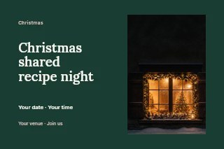 Christmas shared recipe night postcard template · Horizontal photo dialogue