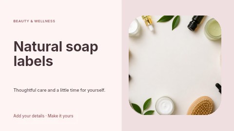 Natural skincare and spa essentials flatlay in Natural soap labels youtube thumbnail template