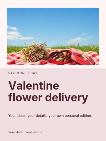 Valentine flower delivery poster template