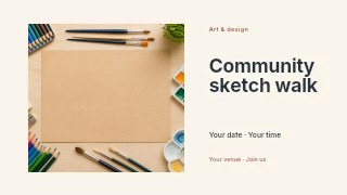 Community sketch walk youtube thumbnail template · Horizontal photo dialogue