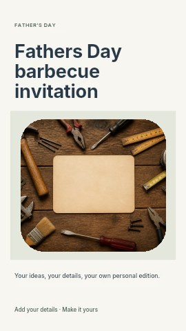 Workbench with vintage handyman tools in Fathers Day barbecue invitation instagram story template