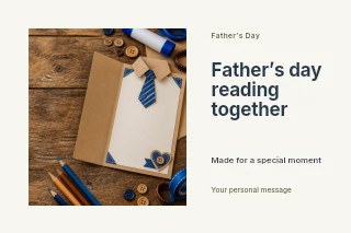 Father’s Day reading together postcard template · Horizontal photo dialogue