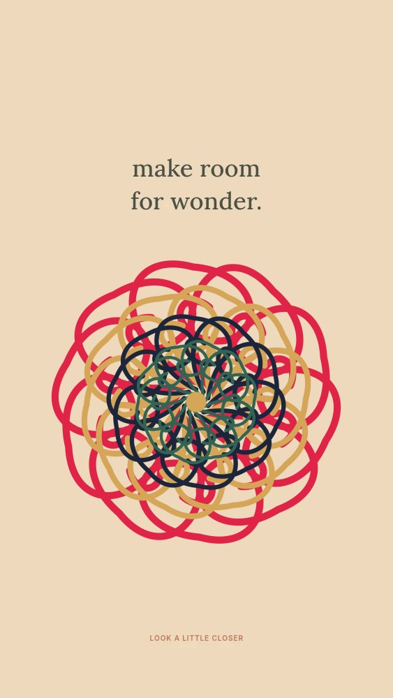 Spiral rosette · 10-fold symmetry and 4 layers in Make room for wonder · Abstract wallpaper