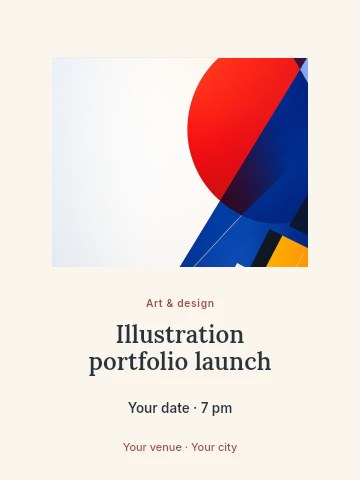 Abstract geometric shapes composition in Illustration portfolio launch invitation template