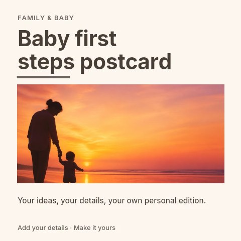 Baby first steps postcard social media post template