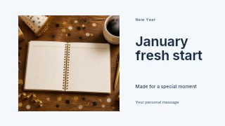 January fresh start presentation cover template · Horizontal photo dialogue