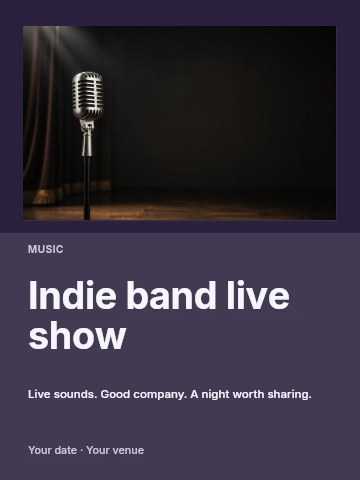 Indie band live show invitation template