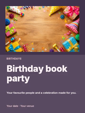 Birthday book party invitation template
