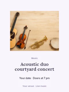 Acoustic duo courtyard concert poster template · Picture window