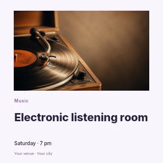 Electronic listening room social media post template · Gallery editorial