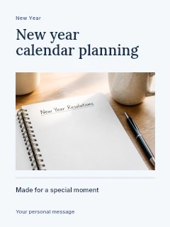 Notebook ready for new year resolutions in New Year calendar planning · Title & photograph