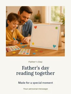 Father’s Day reading together greeting card template · Quiet photo gallery