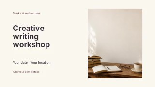 Creative writing workshop youtube thumbnail template · Horizontal photo dialogue