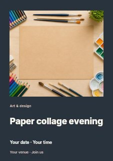 Paper collage evening flyer template · Gallery editorial