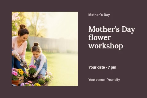 Mother’s Day flower workshop postcard template