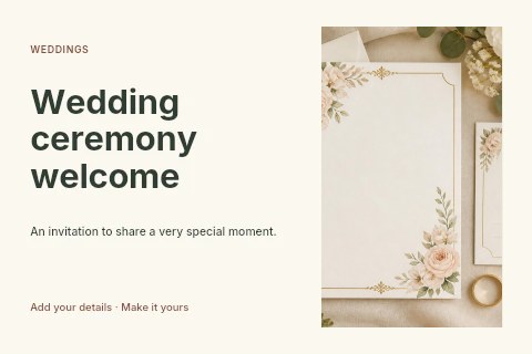 Elegant Floral Wedding Invitation Set in Wedding ceremony welcome postcard template