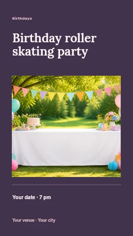 Birthday roller skating party instagram story template