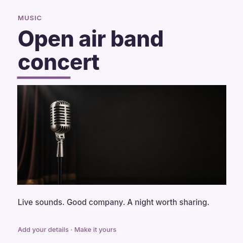 Open air band concert social media post template