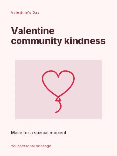 Valentine heart balloon · Outline in Valentine community kindness · Modern programme