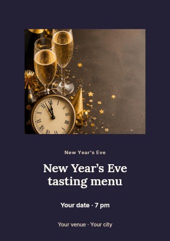 New Year’s Eve tasting menu flyer template