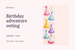 Birthday adventure outing postcard template · Horizontal photo dialogue