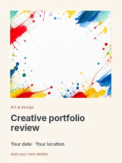 Creative portfolio review invitation template · Gallery editorial