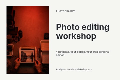 Photo editing workshop postcard template