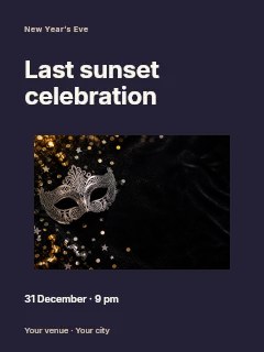 elegant silver masquerade mask with confetti in Last sunset celebration · Modern programme