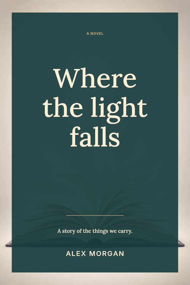 Open book with flying pages on light background in Where the light falls · Literary book cover