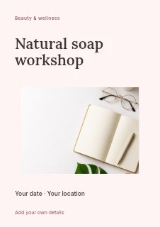 Natural wellness flat lay with journal in Natural soap workshop · Modern programme