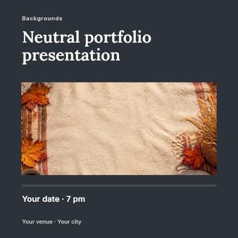 Autumn picnic blanket with fall decor in Neutral portfolio presentation social media post template