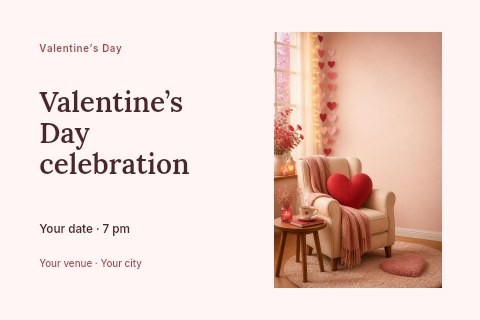 Valentine’s Day celebration postcard template