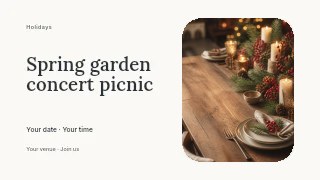 Spring garden concert picnic youtube thumbnail template · Horizontal photo dialogue
