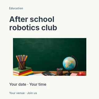 After school robotics club social media post template · Modern programme