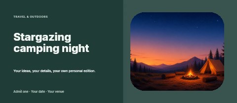 Stargazing camping night event ticket template