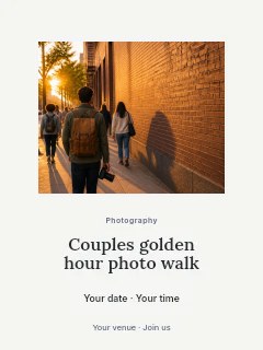 Couples golden hour photo walk poster template · Picture window
