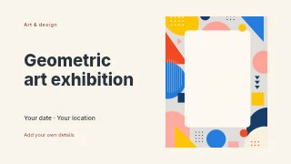 Colorful geometric abstract frame in Geometric art exhibition · Horizontal photo dialogue