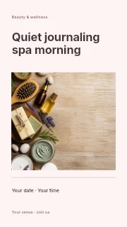 Quiet journaling spa morning instagram story template · Title & photograph