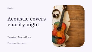 Acoustic covers charity night presentation cover template · Horizontal photo dialogue