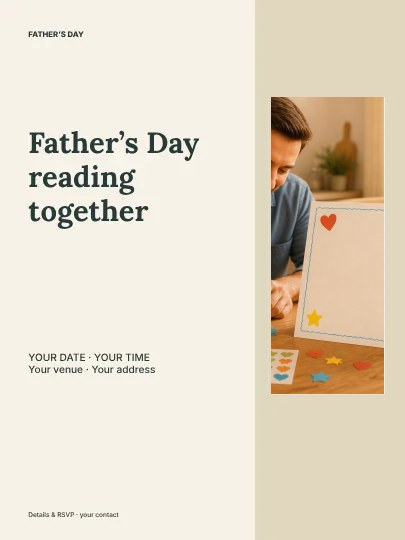 Father’s Day reading together · Editorial poster template